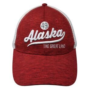 49 Alaska The Great Land Snapback Trucker Hat Red One Size Embroidered Ace USA
